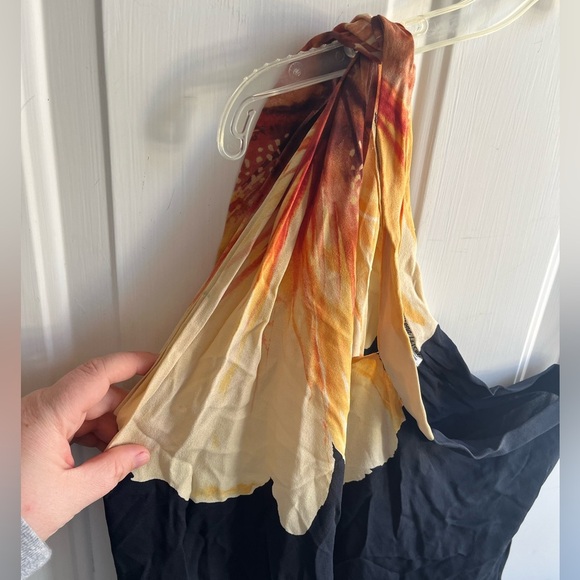 Ramona La Rue Black and Flower Print One Shoulder Tie Waist Jumpsuit Size XS - Picture 6 of 8